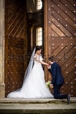 Portrait of a young wedding couple on their wedding day Stock photo © lightpoet