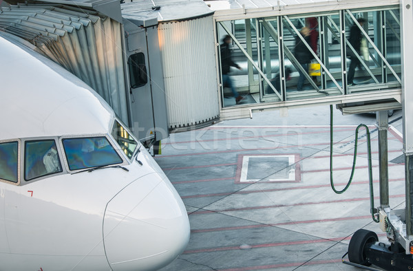 Samolotów przygotowany wyjazd międzynarodowych lotniska Zdjęcia stock © lightpoet