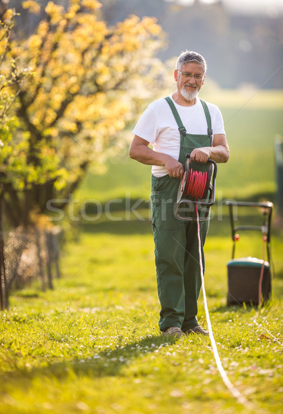 Retrato senior homem jardinagem cuidar Foto stock © lightpoet