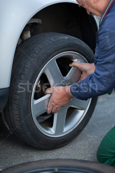 Foto stock: Mecánico · rueda · moderna · coche · color · invierno