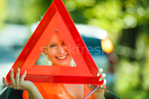 Stock photo: Young female drive calling the roadside service/assistance