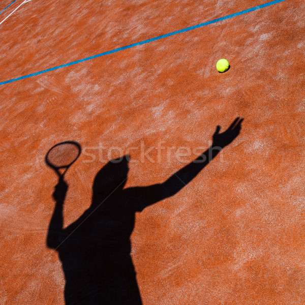 Gölge eylem tenis kortu görüntü tenis topu Stok fotoğraf © lightpoet