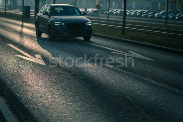 Stock fotó: Város · autó · forgalom · autók · út · levegő