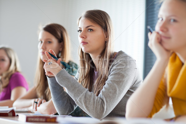 молодые довольно женщины сидят классе Сток-фото © lightpoet