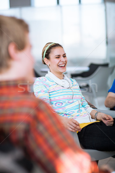 Stock photo: Group of college/university students during a brake