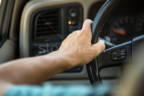 Driver's hands on the steering wheel Stock photo © lightpoet
