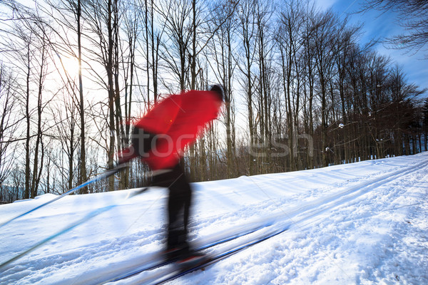 Cross-country skiing: young man cross-country skiing Stock photo © lightpoet