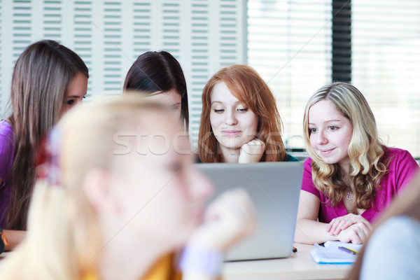 Stock photo: Students in class (color toned image) 