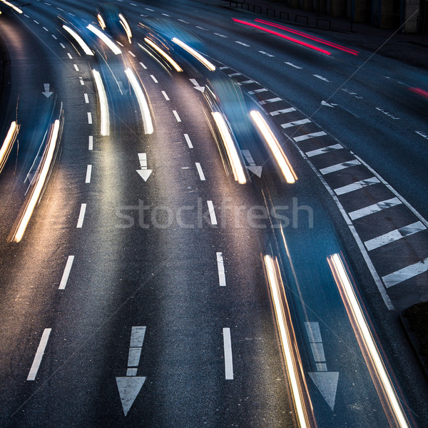 Hareket bulanık şehir yol trafik renk Stok fotoğraf © lightpoet