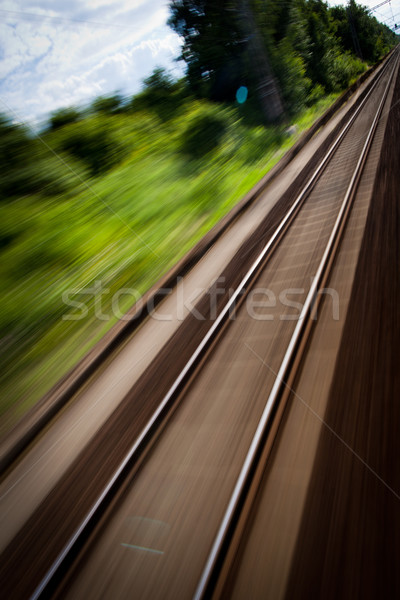 Vasút gyors mozog vonat mozgás elmosódott Stock fotó © lightpoet