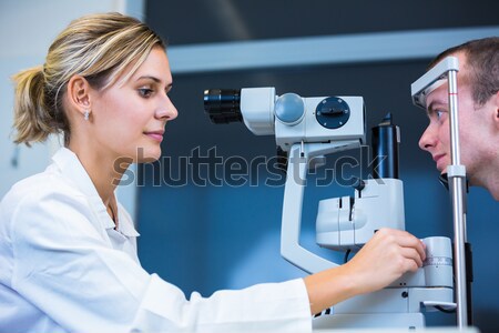 Jonge vrouwelijke patiënt ogen mooie oogarts Stockfoto © lightpoet