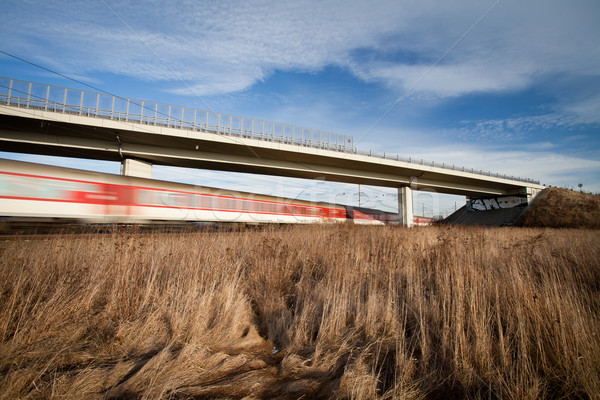 Fast train passing under a bridge on a lovely summer day  Stock photo © lightpoet