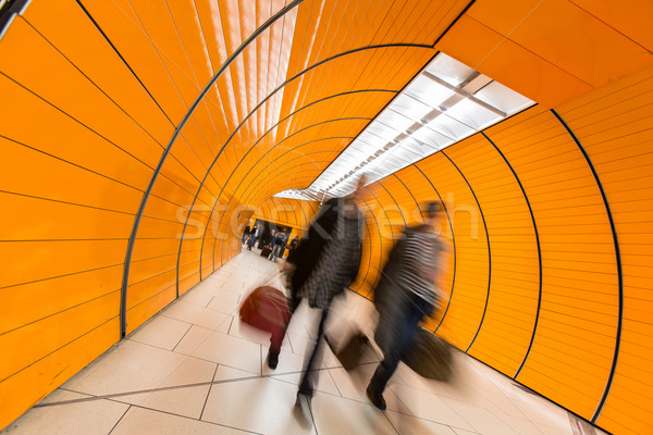 Stock foto: Menschen · U-Bahn · Korridor · Bewegungsunschärfe · benutzt · Stadt