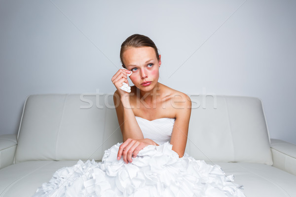 Sad bride crying, smitten, feeling low and depressed Stock photo © lightpoet