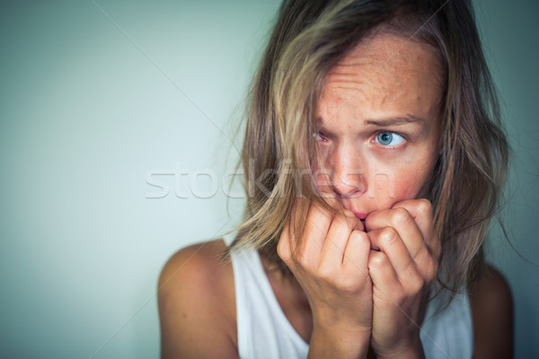 Fiatal nő szenvedés depresszió félelem világítás használt Stock fotó © lightpoet