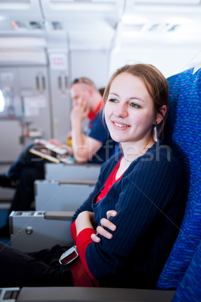 Dość młodych kobiet pokładzie samolotów kolor Zdjęcia stock © lightpoet