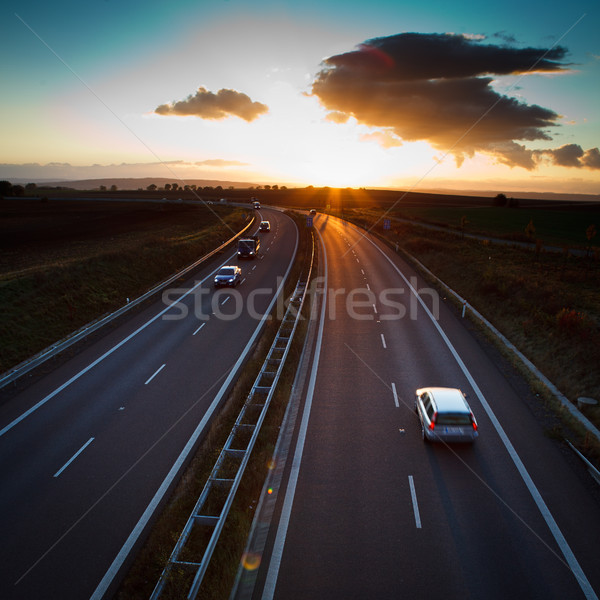highway traffic - motion blurred truck on a highway/motorway Stock photo © lightpoet