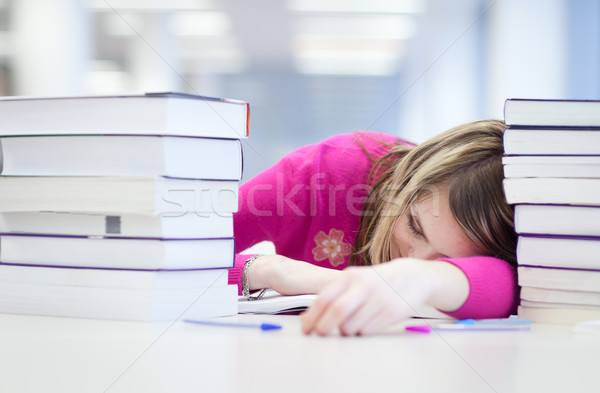 female student  working in a high school library Stock photo © lightpoet
