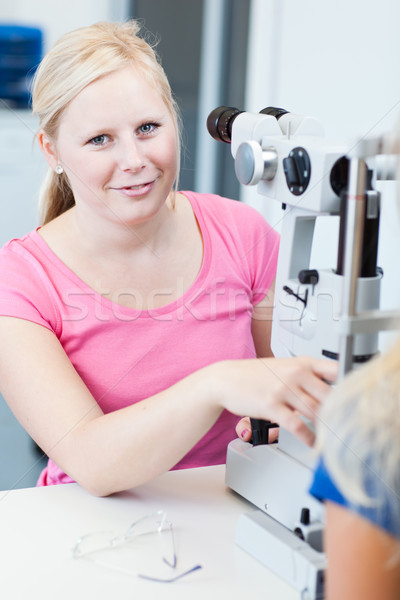 optometry concept - portrait of a young pretty optometrist Stock photo © lightpoet