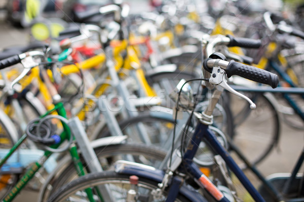 Bike rental service/Many bikes in a city context Stock photo © lightpoet