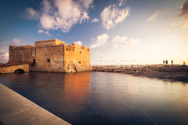 Foto stock: Tarde · tarde · vista · castillo · Chipre · cielo