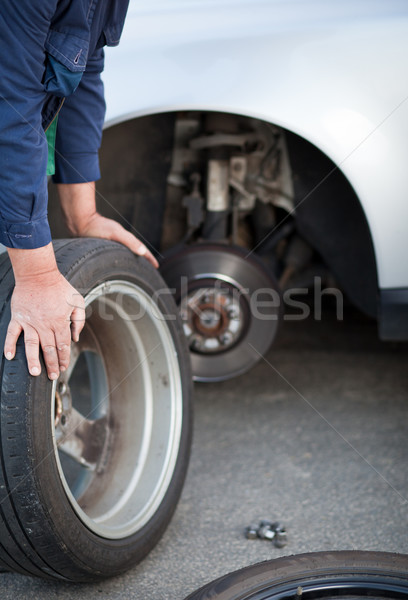 mechanic changing a wheel of a modern car  Stock photo © lightpoet