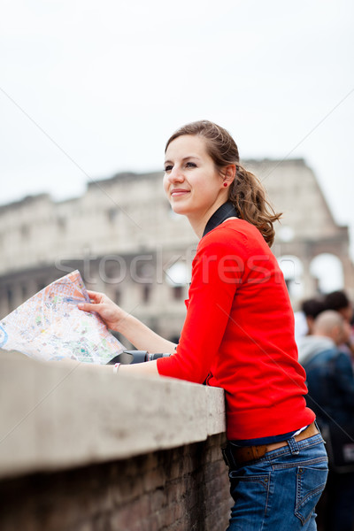 Portrait of a pretty, young, female tourist in Rome, Italy  Stock photo © lightpoet