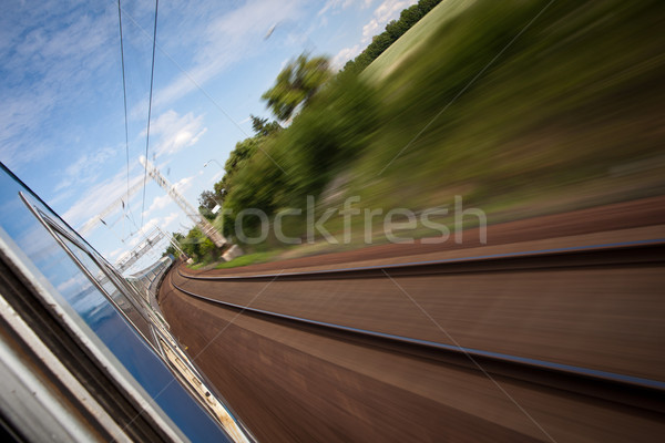 Demiryolu hızlı hareketli tren hareket bulanık Stok fotoğraf © lightpoet