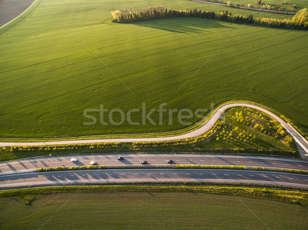 Légifelvétel autópálya mezők autók út forgalom Stock fotó © lightpoet