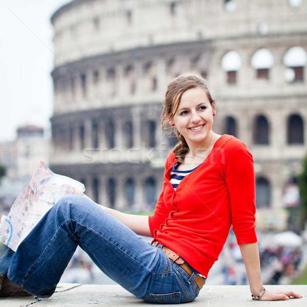 Foto d'archivio: Ritratto · bella · giovani · femminile · turistica · Roma