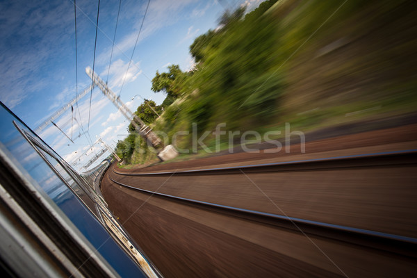 Demiryolu hızlı hareketli tren hareket bulanık Stok fotoğraf © lightpoet