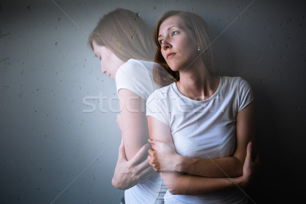 Jonge vrouw lijden kleur afbeelding verdubbelen blootstelling Stockfoto © lightpoet