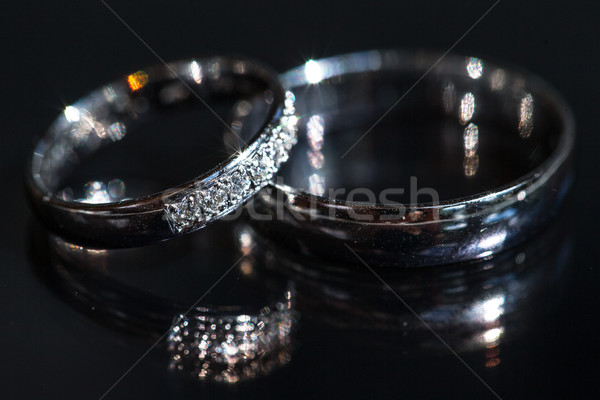 Wedding day details - two lovely golden wedding rings awaiting t Stock photo © lightpoet