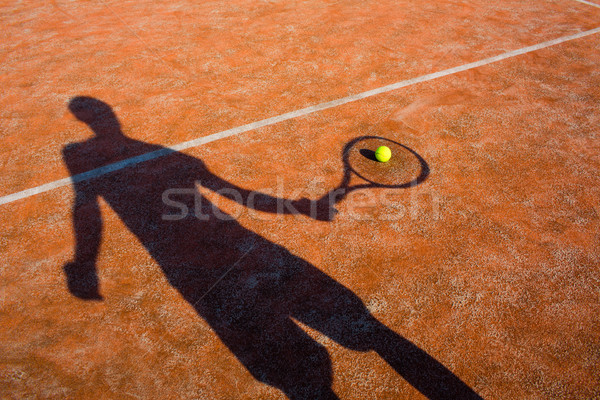 Stok fotoğraf: Gölge · eylem · tenis · kortu · görüntü · tenis · topu