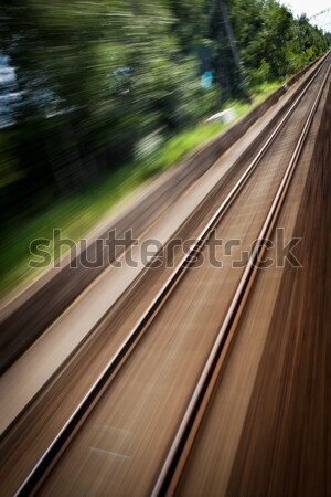 Demiryolu hızlı hareketli tren hareket bulanık Stok fotoğraf © lightpoet