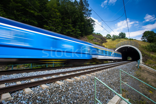Veloce treno tunnel estate giorno movimento Foto d'archivio © lightpoet