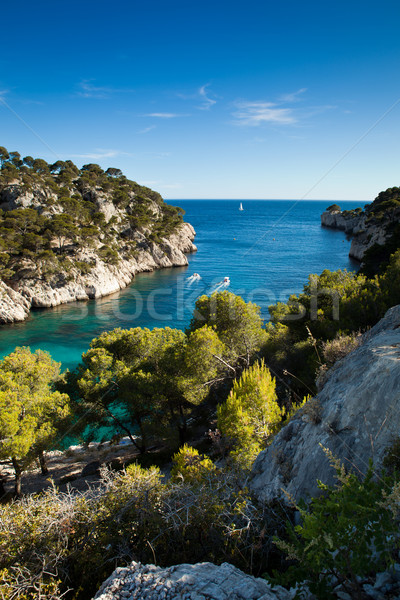 Stok fotoğraf: Güney · Fransa · sahil · manzara · deniz · kaya