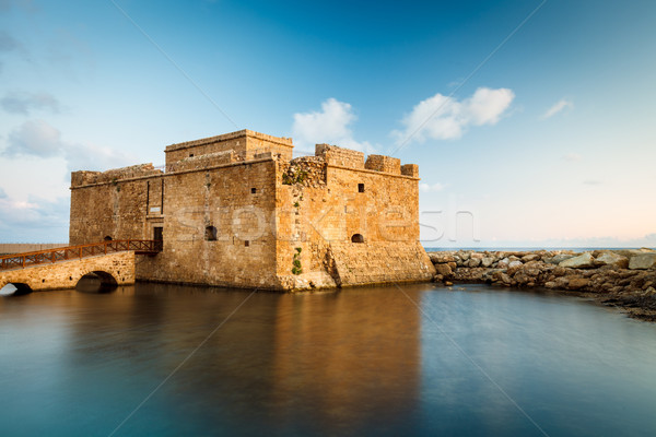 Laat namiddag kasteel Cyprus zee Stockfoto © lightpoet
