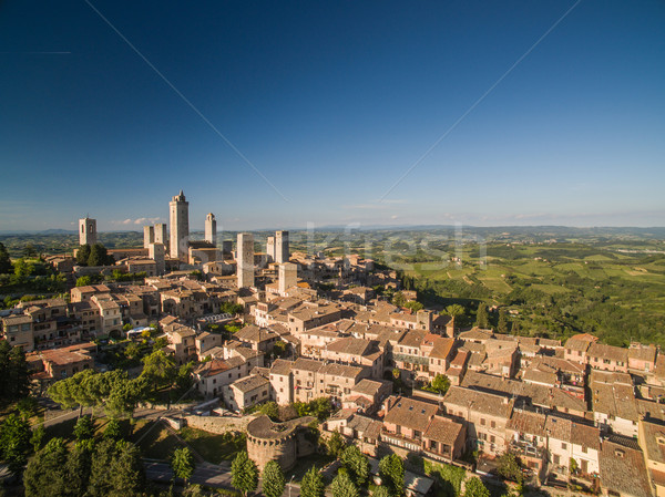 Herz Toskana Luftbild mittelalterlichen Stadt Wein Stock foto © lightpoet