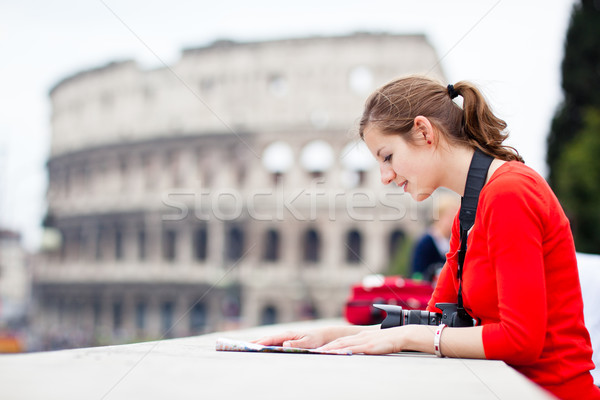 Portrait of a pretty, young, female tourist in Rome, Italy  Stock photo © lightpoet