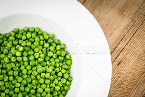 Stock fotó: Egészséges · zöld · zöldborsó · tányér · fa · asztal · szín