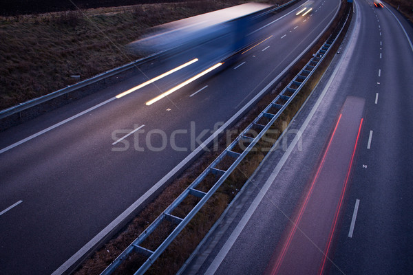 highway traffic - motion blurred truck on a highway/motorway/spe Stock photo © lightpoet