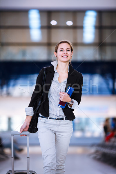 Ziemlich jungen weiblichen Flughafen seicht Stock foto © lightpoet