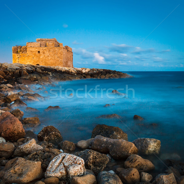 Stock foto: Nacht · Ansicht · Burg · Zypern · Wasser · Gebäude