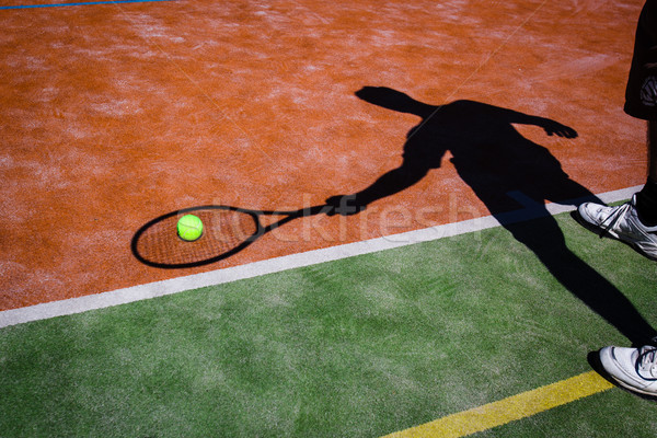 shadow of a tennis player in action on a tennis court Stock photo © lightpoet