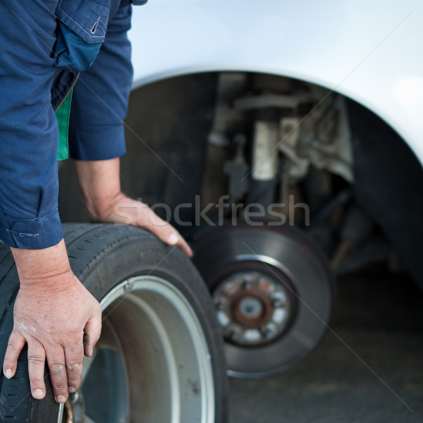 mechanic changing a wheel of a modern car  Stock photo © lightpoet