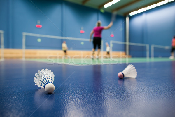 Stok fotoğraf: Badminton · oyuncular · ön · plan · sığ