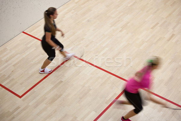 Twee vrouwelijke squash spelers snel actie Stockfoto © lightpoet
