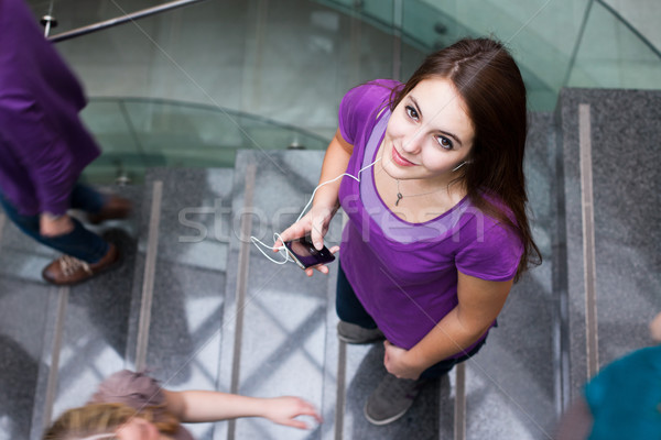 Estudiantes hasta abajo ocupado escalera bastante Foto stock © lightpoet