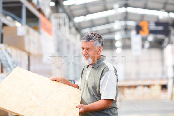 Stockfoto: Man · kopen · bouw · hout · store